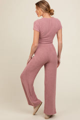 Mauve Short Sleeve Pant Maternity Lounge Set