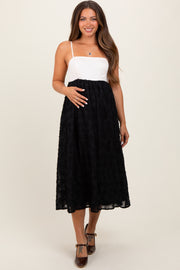 Black Colorblock Lace Maternity Maxi Dress