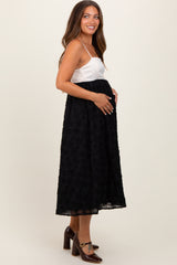 Black Colorblock Lace Maternity Maxi Dress