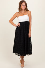 Black Colorblock Lace Maxi Dress