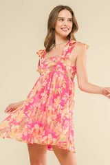 Fuchsia Orange Floral Dress