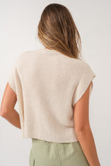 Natural Cropped Loose Knit Top