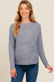 Periwinkle Contrast Knit Panel Maternity Sweater