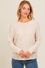 Cream Contrast Knit Panel Maternity Sweater