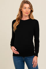 Black Basic Soft Knit Maternity Sweater