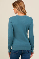 Teal Basic Soft Knit Maternity Sweater