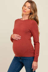 Rust Basic Soft Knit Maternity Sweater