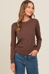 Brown Basic Soft Knit Maternity Sweater