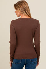 Brown Basic Soft Knit Maternity Sweater