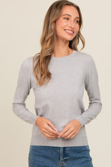 Heather Grey Basic Soft Knit Sweater