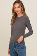 Charcoal Grey Basic Soft Knit Sweater