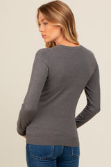 Charcoal Grey Basic Soft Knit Maternity Sweater