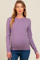 Purple Basic Soft Knit Maternity Sweater