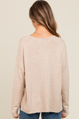 Cream V-Neck Basic Sweater