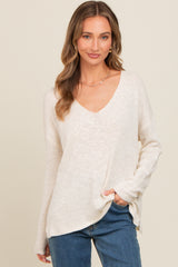 Ivory V-Neck Basic Sweater