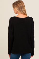 Black V-Neck Basic Maternity Sweater