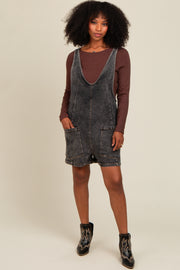 Charcoal Denim Scoop Neck Short Overall