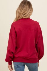 Burgundy Oversized Balloon Sleeve Maternity Sweatshirt