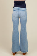 Light Blue Middle Seam Kick Flare Maternity Jeans