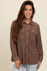 Brown Checker Plaid Button Down Shirt