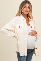 Ivory Checker Plaid Button Down Maternity Shirt