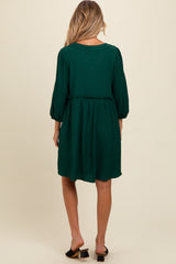 Forest Green Knit Ruffle Trim Maternity Dress