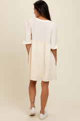 Cream Knit Ruffle Trim Dress