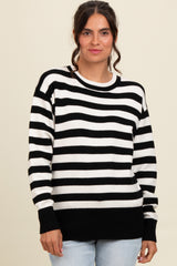 Black Striped Basic Sweater