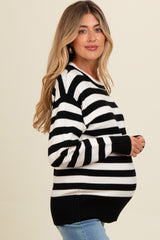 Black Striped Basic Maternity Sweater