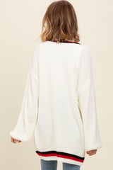 Ivory Contrast Border Open Cardigan