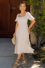 Natural Linen Midi Dress