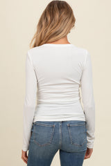 Ivory Ribbed Square Neck Long Sleeve Maternity Top