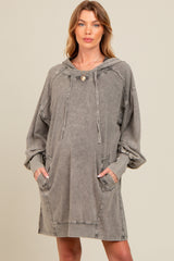 Grey Mineral Wash Maternity Hoodie Dress