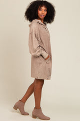 Mocha Mineral Wash Hoodie Dress