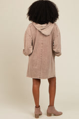 Mocha Mineral Wash Hoodie Dress