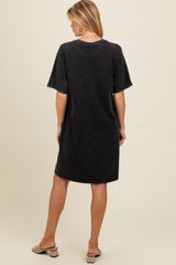 Black Rhinestone Mineral Washed Maternity T-Shirt Dress