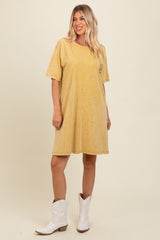 Yellow Rhinestone Mineral Washed T-Shirt Dress