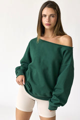 Forest Green One Shoulder Sweatshirt