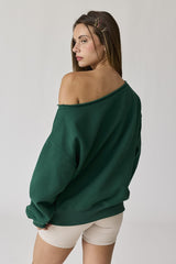 Forest Green One Shoulder Sweatshirt