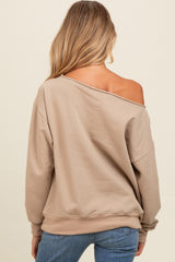 Taupe One Shoulder Maternity Sweatshirt