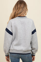 Heather Grey Contrast Sleeve V-Neck Maternity Sweatshirt