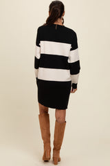 Black Wide Striped Sweater Dress