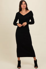 Black Fold Over Maxi Sweater Dress