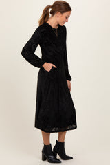 Black Velvet Damask Midi Dress