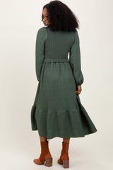 Forest Green Contrast Sweater Top Maxi Dress