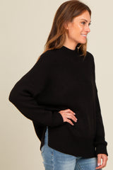 Black Mock Neck Basic Sweater