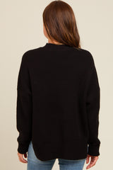 Black Mock Neck Basic Sweater