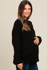 Black Mock Neck Basic Maternity Sweater