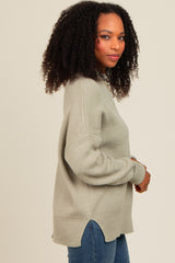 Light Olive Mock Neck Basic Sweater