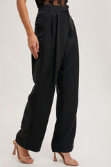 Black Pleated Wide Trouser Pants